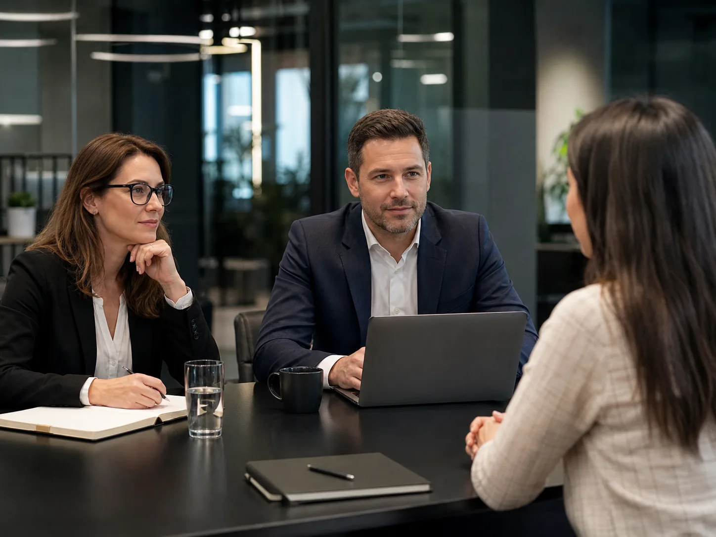 Recruitment consultants reviewing candidate and client workflows